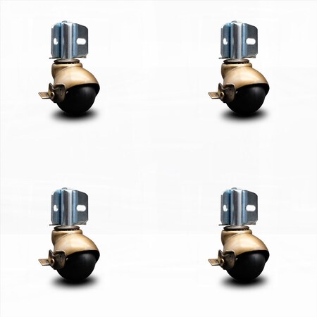 Service Caster 2 Inch Windsor Antique Ball Caster with Brake - Corner Mount Bracket, 4PK SCC-GR01S20-POS-WA-SLB-716-4-CB90-4